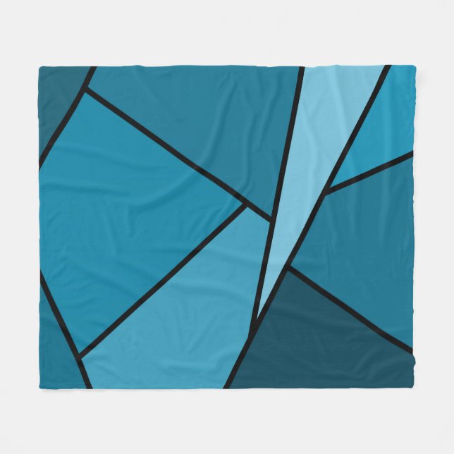 Abstrakt Teal Polygons Fleecefilt (Framsidan (Horisontell))