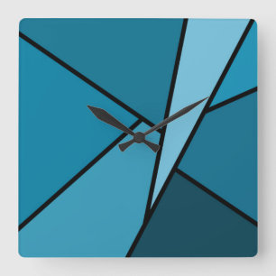 Abstrakt Teal Polygons Fyrkantig Klocka