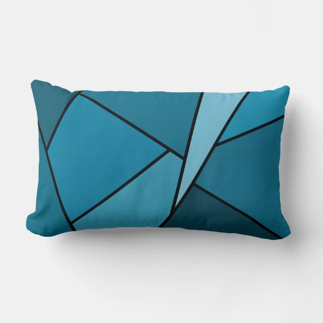 Abstrakt Teal Polygons Lumbarkudde (Framsida)