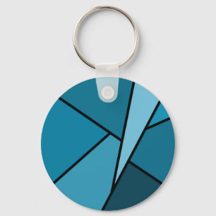 Abstrakt Teal Polygons Nyckelring