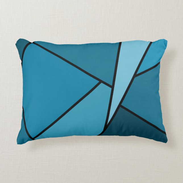 Abstrakt Teal Polygons Prydnadskudde (Framsidan)
