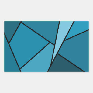 Abstrakt Teal Polygons Rektangulärt Klistermärke