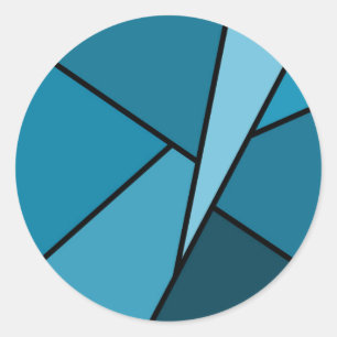 Abstrakt Teal Polygons Runt Klistermärke