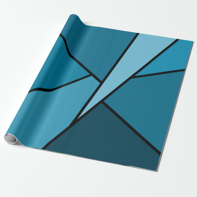 Abstrakt Teal Polygons som omsluter pappra Presentpapper (Utrullad)