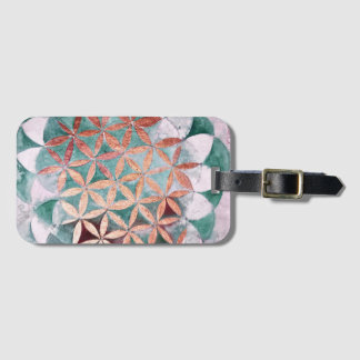 Abstrakt Teal Ro Guld Watercolor Rosette Mönster Bagagebricka