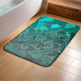 Abstrakt Teal Triangel Geometrisk Badrumsmatta
