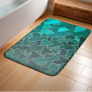 Abstrakt Teal Triangle Geometric Badrumsmatta