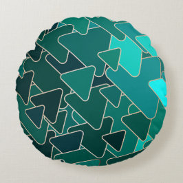 Abstrakt Teal Triangle Geometric Rund Kudde
