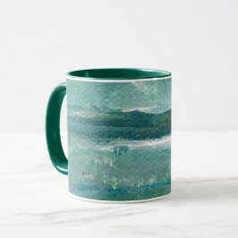 Abstrakt Teal Vågar Art Mugg