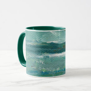 Abstrakt Teal Vågar Art Mugg