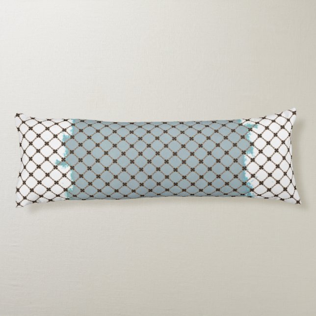 Abstrakt Teal, vit, Bronze Mönster Kroppskudde (Baksidan)