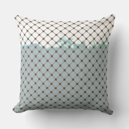 Abstrakt Teal, vit, Bronze Mönster Kudde