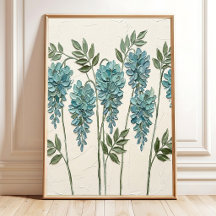 Abstrakt Teal Wisteria Minimalistisk Väggkonst Can
