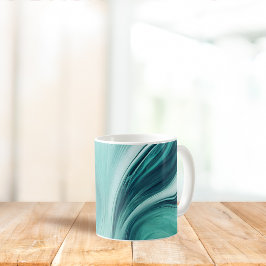 Abstrakt tealgrön vätskeöverföring kaffemugg