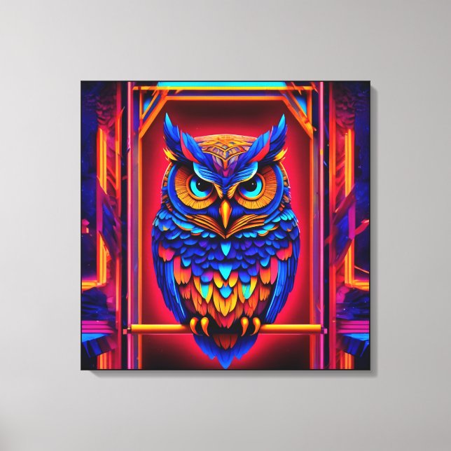 Abstrakt Techno Uggla Canvastryck (Framsida)