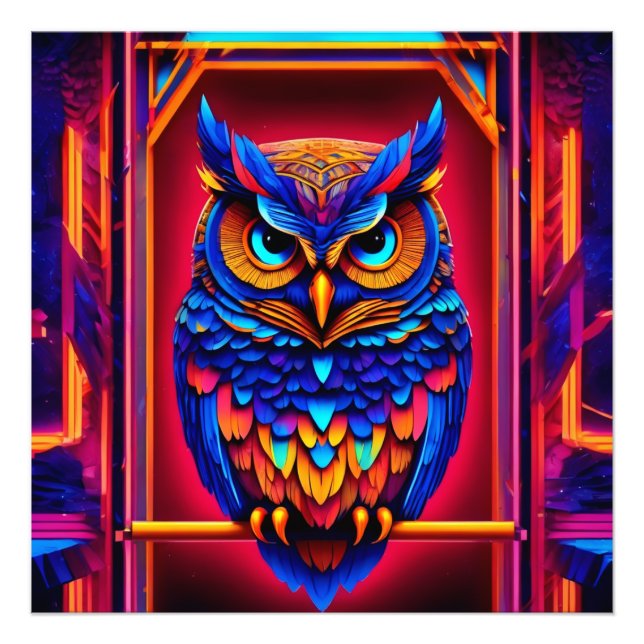 Abstrakt Techno Uggla Fototryck (Framsidan)