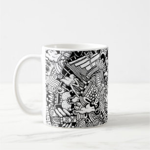 Abstrakt Tecknad Detaljerad Illustration Kaffemugg