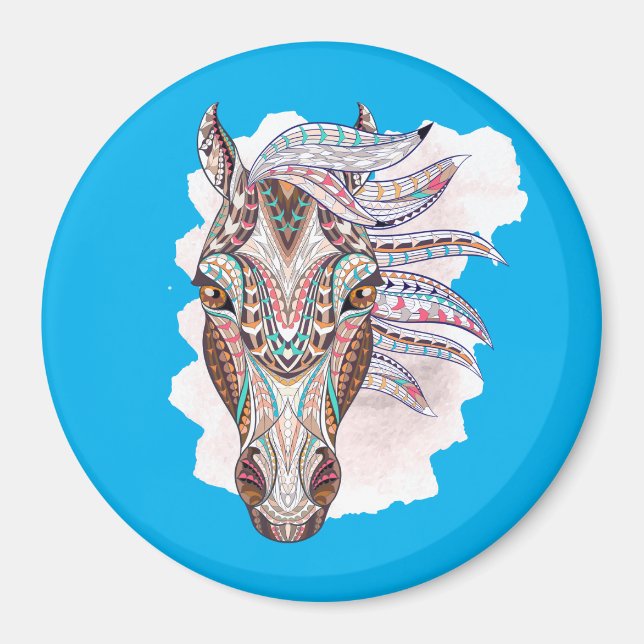 Abstrakt teckning i en hästmagnet magnet (Framsidan)