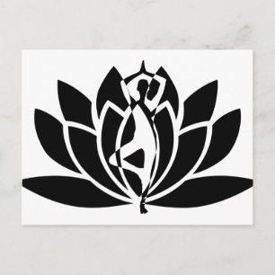Abstrakt Teckning Lotus Flower & Yoga Pose Bild Vykort