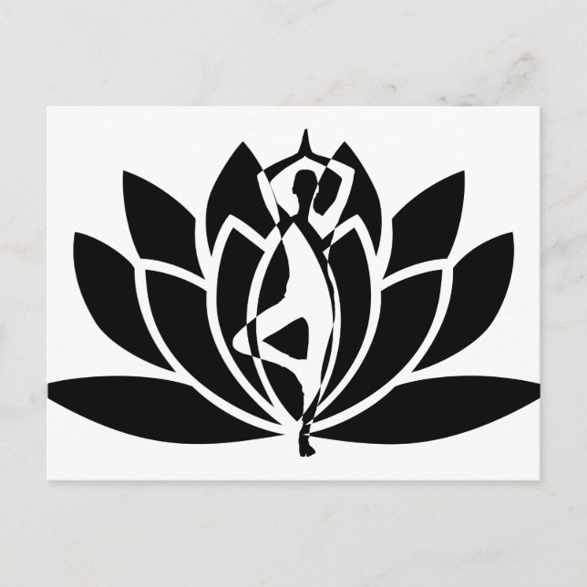Abstrakt Teckning Lotus Flower & Yoga Pose Bild Vykort (Framsida)