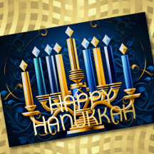 Abstrakt teckning Menorah Glad Hanukkah Guld Blå