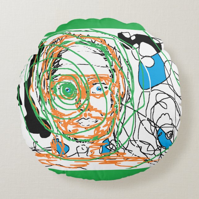 Abstrakt Teckning Pillow - HAMbWG Rund Kudde (Framsidan)