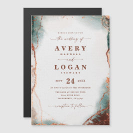 Abstrakt Terra Cotta Magnetic Wedding bjudande