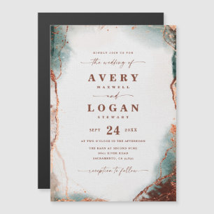 Abstrakt Terra Cotta Magnetic Wedding bjudande