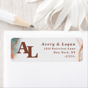 Abstrakt Terra Cotta Monogram Returadress Etikett