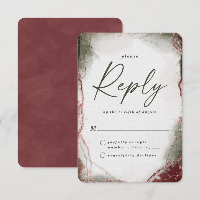 Abstrakt Terra Rosa Bröllop OSA Reply Card (Fram/baksida)