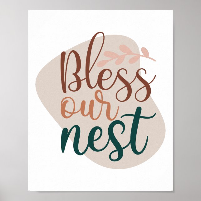 Abstrakt Terracotta Bless our Nest Typography Poster (Framsidan)