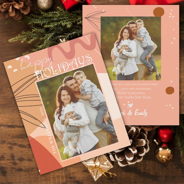 Abstrakt Terracotta Design Photo Glad helg (Abstract Terracotta Design Photo Happy Holidays Card)