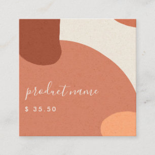 ABSTRAKT TERRACOTTA RED KRAFT SCANDI PRIS MÄRKRE FYRKANTIGT VISITKORT