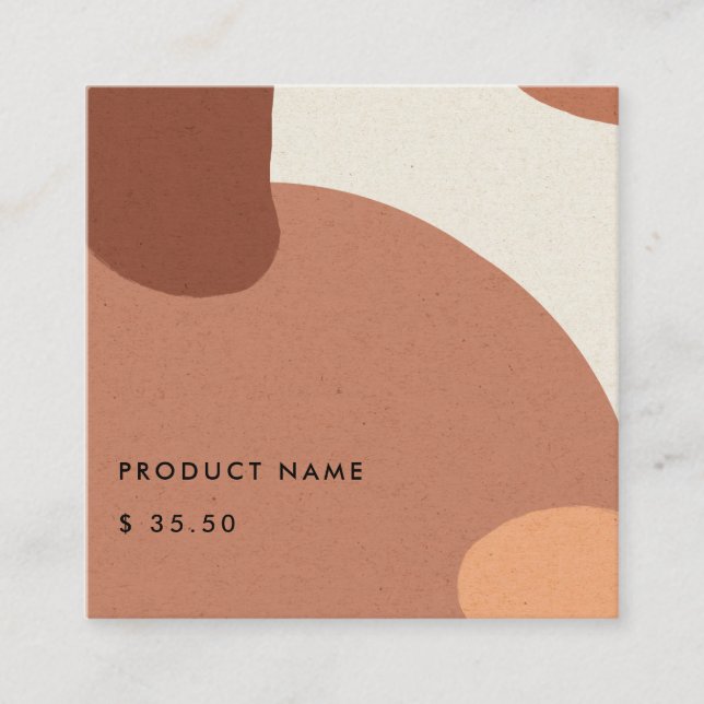 ABSTRAKT TERRACOTTA RED KRAFT SCANDI PRIS MÄRKRE FYRKANTIGT VISITKORT (Framsida)