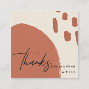 ABSTRAKT TERRACOTTA RED KRAFT SCANDI TACK FYRKANTIGT VISITKORT