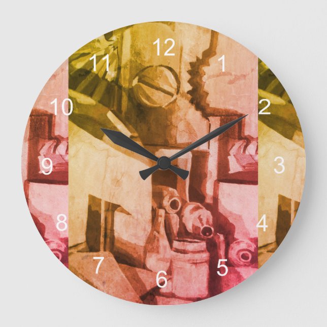 Abstrakt Terracotta Shades Designer Large Clock Stor Klocka (Framsida)
