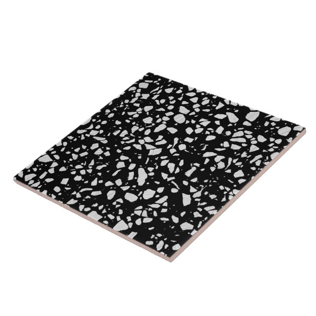 Abstrakt Terrazzo Mosaic Black and White Mönster Kakelplatta (Sidan)