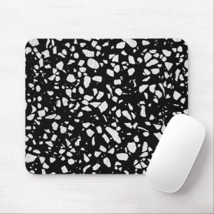 Abstrakt Terrazzo Mosaic Black and White Mönster Musmatta