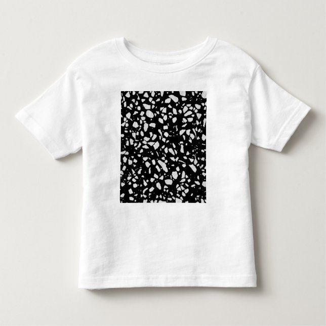 Abstrakt Terrazzo Mosaic Black and White Mönster T Shirt (Framsida)