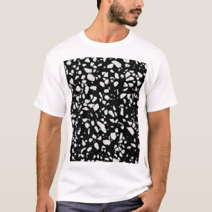 Abstrakt Terrazzo Mosaic Black and White Mönster T Shirt