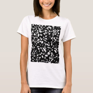 Abstrakt Terrazzo Mosaic Black and White Mönster T Shirt