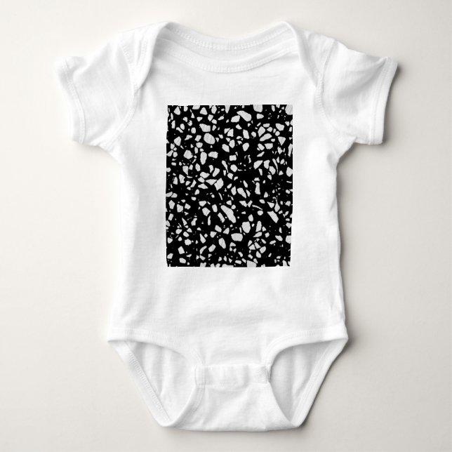 Abstrakt Terrazzo Mosaic Black and White Mönster T Shirt (Framsida)