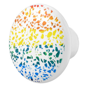 Abstrakt Terrazzo Mosaic Colorful Rainbow Mönster Knopp