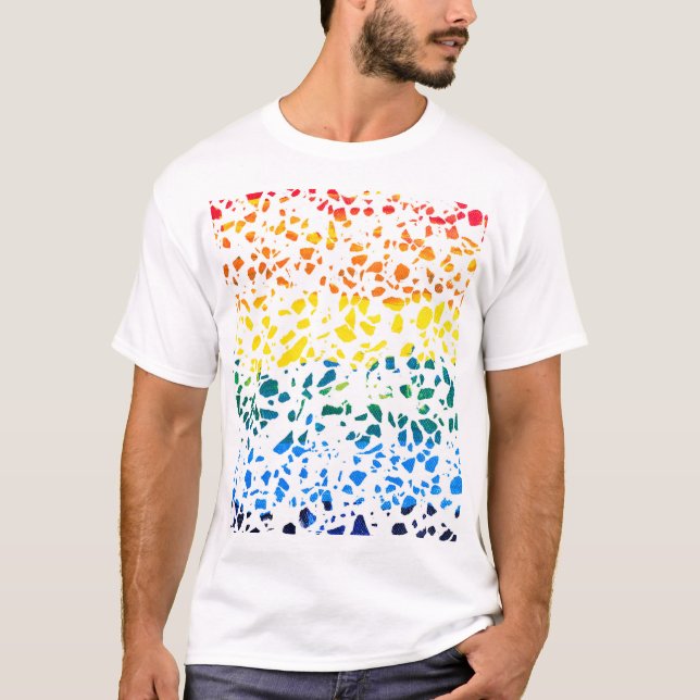 Abstrakt Terrazzo Mosaic Colorful Rainbow Mönster T Shirt (Framsida)