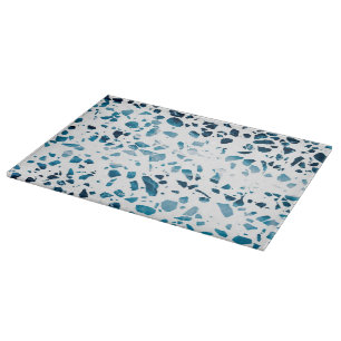 Abstrakt Terrazzo Mosaic Navy & Light Blue Mönster