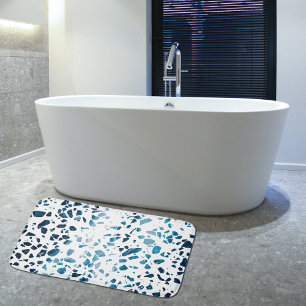 Abstrakt Terrazzo Mosaic Navy & Light Blue Mönster Badrumsmatta