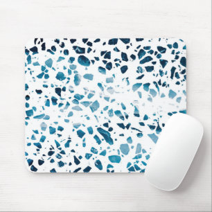 Abstrakt Terrazzo Mosaic Navy & Light Blue Mönster Musmatta