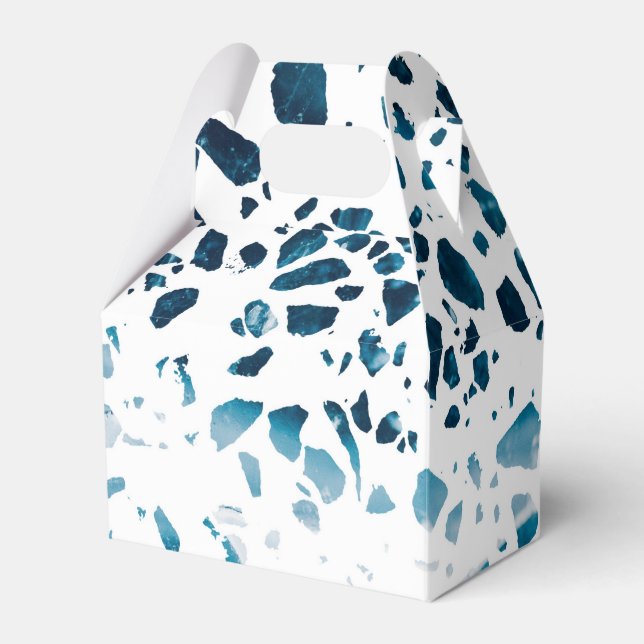 Abstrakt Terrazzo Mosaic Navy & Light Blue Mönster Presentaskar (Framsidan Sidan)