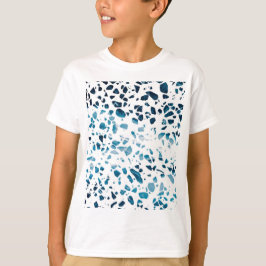 Abstrakt Terrazzo Mosaic Navy & Light Blue Mönster T Shirt