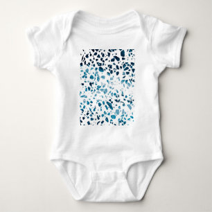 Abstrakt Terrazzo Mosaic Navy & Light Blue Mönster T Shirt